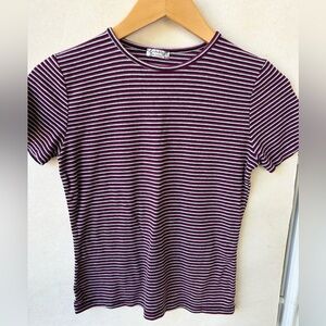 Free people intimately purple stripe top size medium m women’s tee shirt